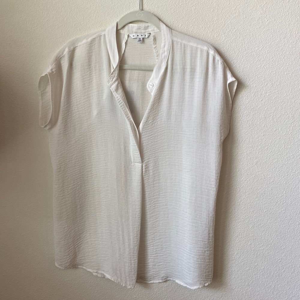 CAbi White Cap Sleeved Blouse